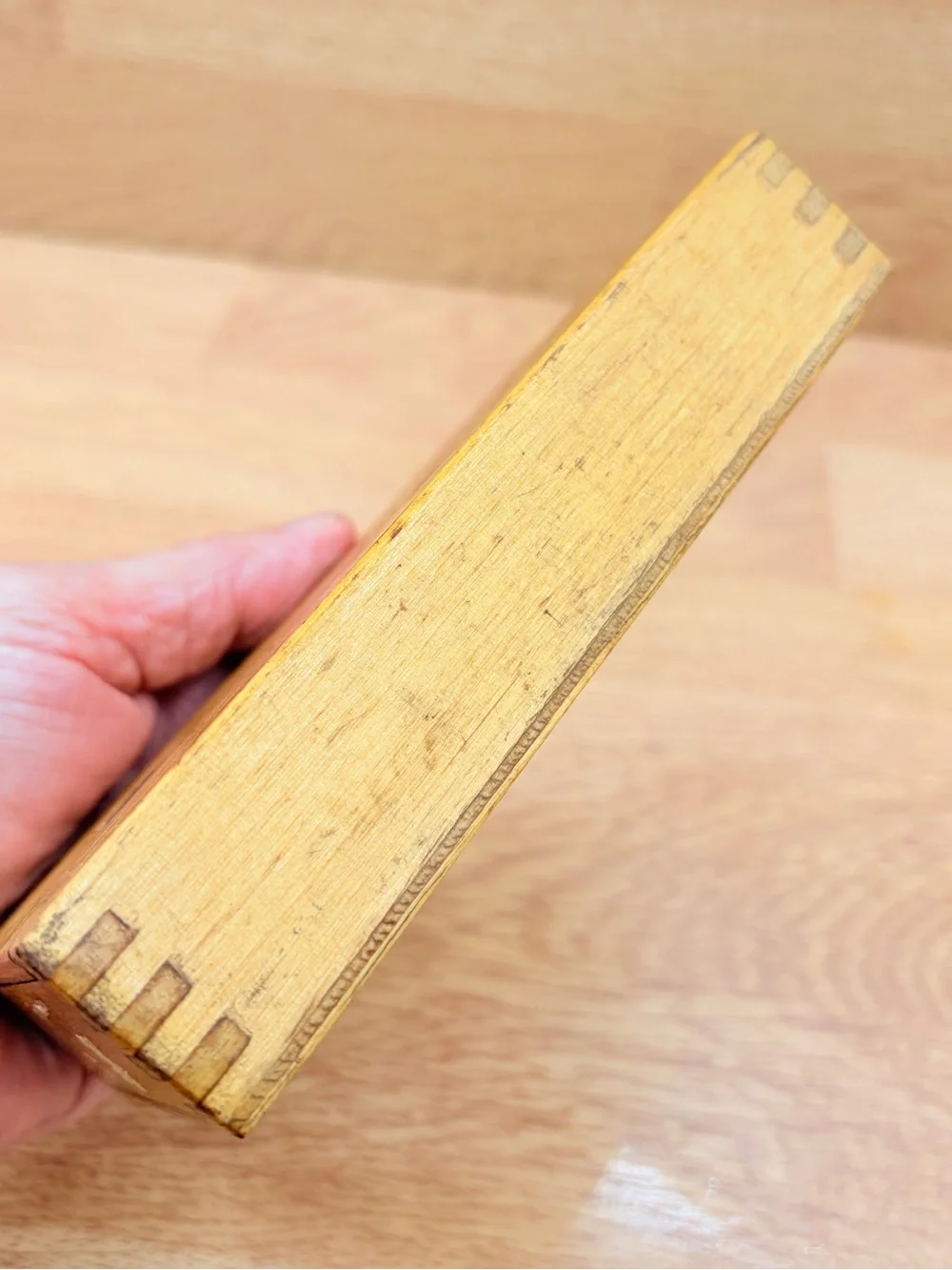 Vintage 1930-1960's Wood Pencil Box Sliding Lid Dovetails
